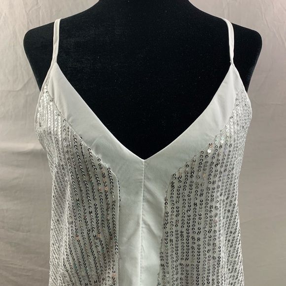 White  Sequin Cami Top - Picture 7 of 8